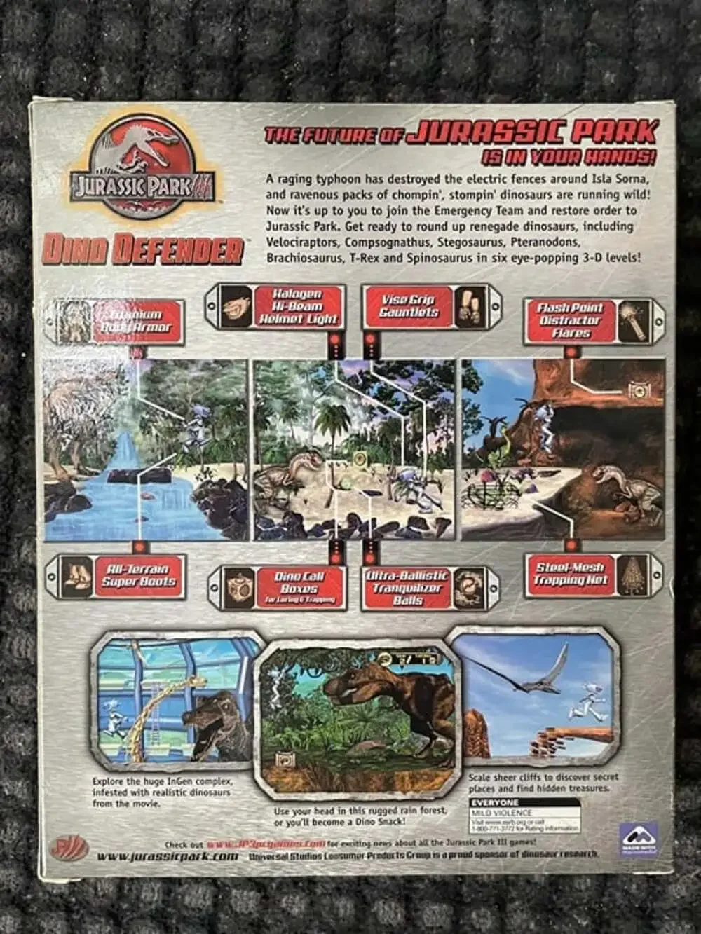 NEW/SEALED Vintage Jurassic Park III:Dino Defender Windows/Mac CD ROM Big Box